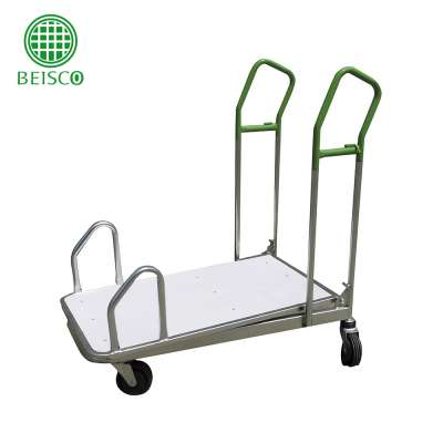 good quality Supermarket warehouse hand push trolley carts with 4 wheels